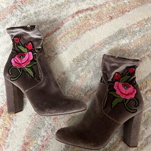 Steve Madden Pink Floral Velvet Heeled Boots